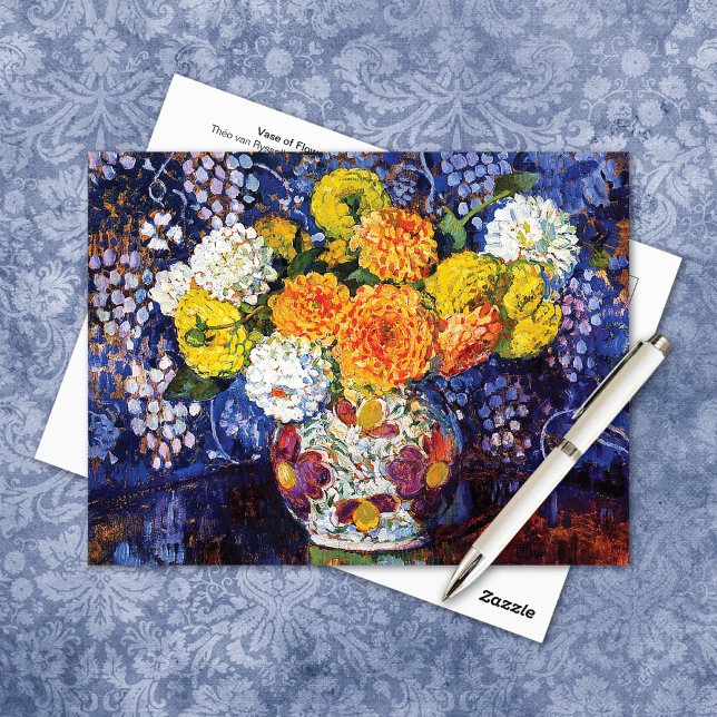 Vase of Dahlias Théo van Rysselberghe Postkarte (Von Creator hochgeladen)