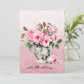 Vase of Pink Roses Note Card Mitteilungskarte