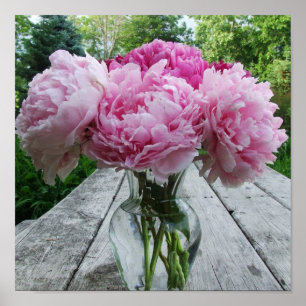 Vase Pink Peonies Poster Print