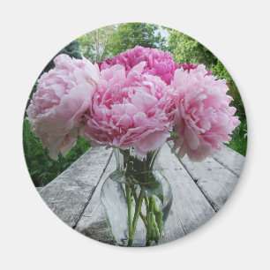 Vase rosa Pfingstrosen Magnet