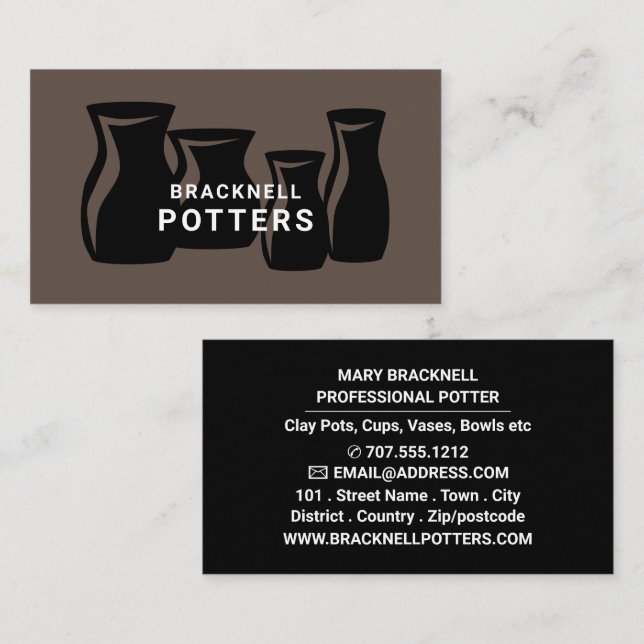 Vase-Silhouetten, Keramik-Store, Töpfe Visitenkarte (Vorne/Hinten)
