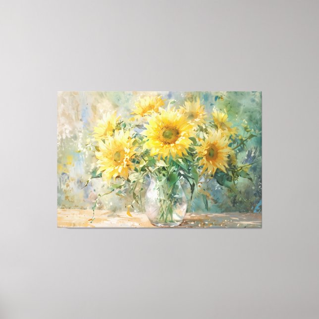 *~* Vase Sun Blume TV2 Stretched Canvas Print Leinwanddruck (Vorderseite)