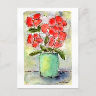 Vase und Blume Aquarell Postkarte