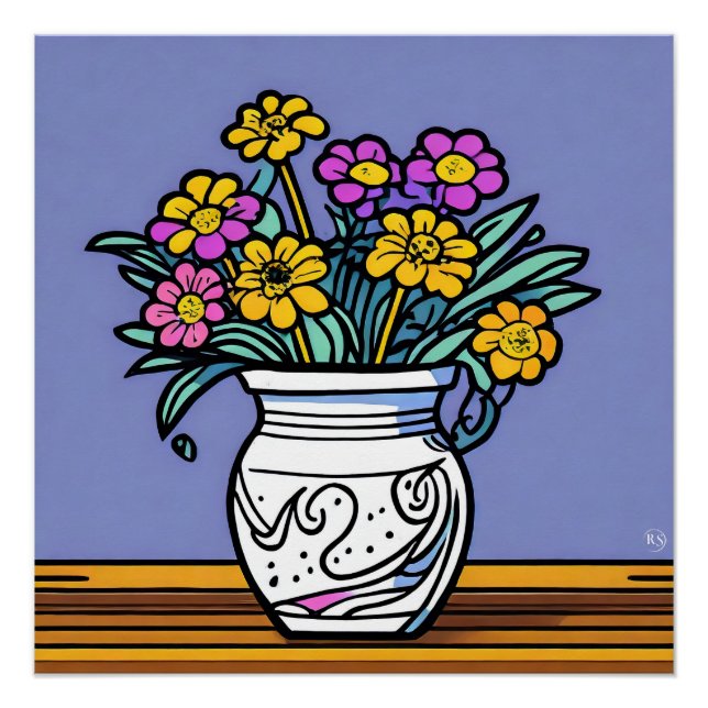 Vase und Blume Glossarster Poster (Vorderseite)
