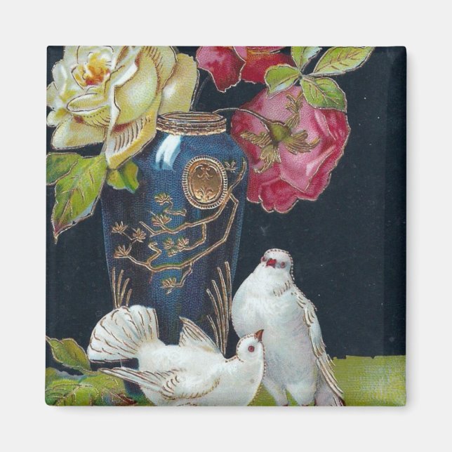 Vase und Tauben Magnet (Vorne)