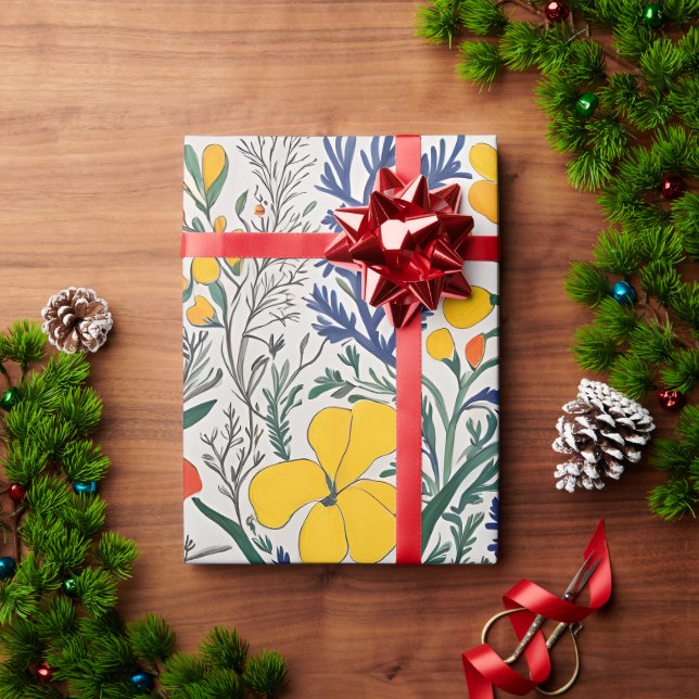 Vase und wilde Blumen  Geschenkpapier (Feiertagsgeschenk)