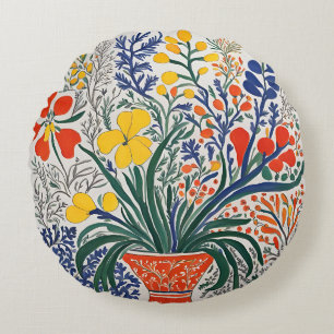 Vase und wilde Blumen Rundes Kissen