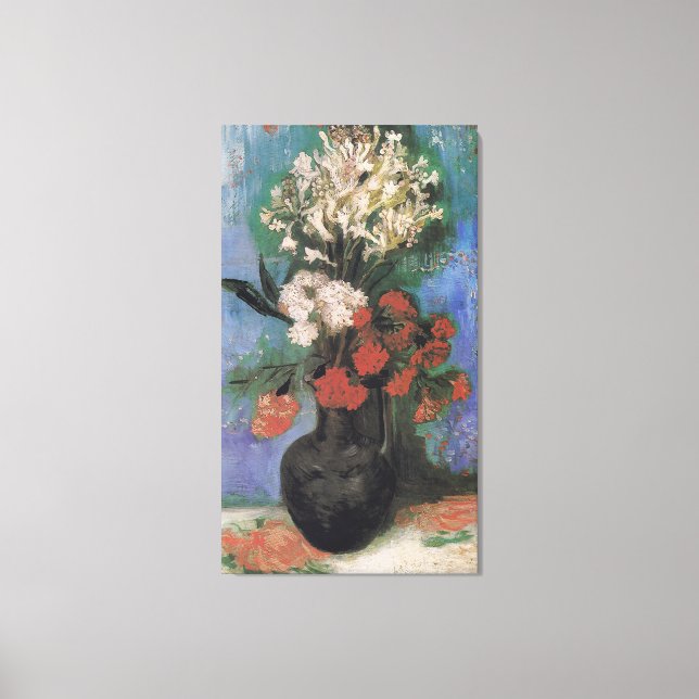 Vase von Nelken und anderen Blume von Van Gogh Leinwanddruck (Vorderseite)