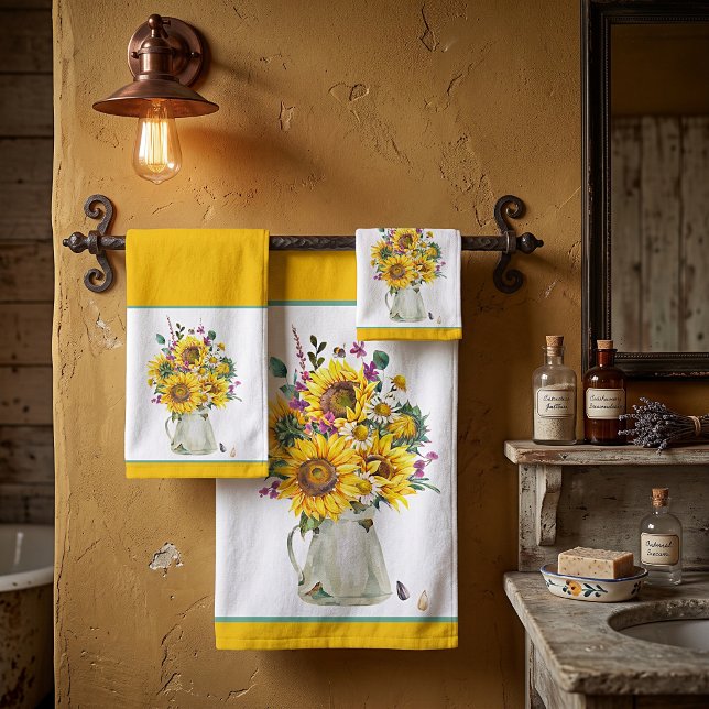 Vase von Sonnenblumen Badhandtuch Set (Von Creator hochgeladen)