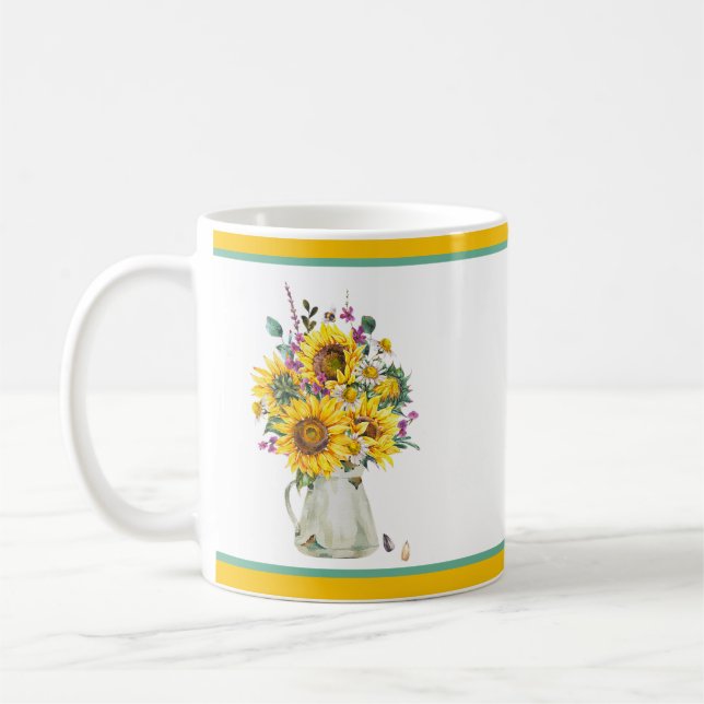 Vase von Sonnenblumen Kaffeetasse (Links)
