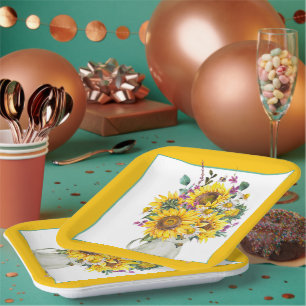 Vase von Sonnenblumen Pappteller