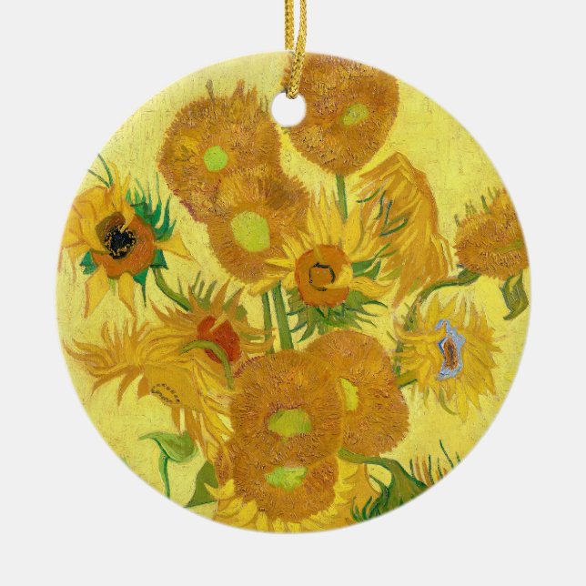 Vase with fifteen sunflowers by Vincent Van Gogh  Keramik Ornament (Vorne)