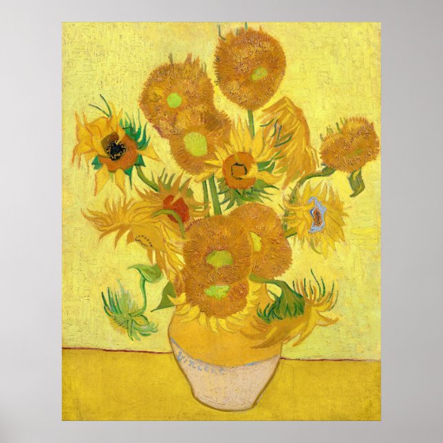 Vase with fifteen sunflowers by Vincent Van Gogh  Poster (Vorne)