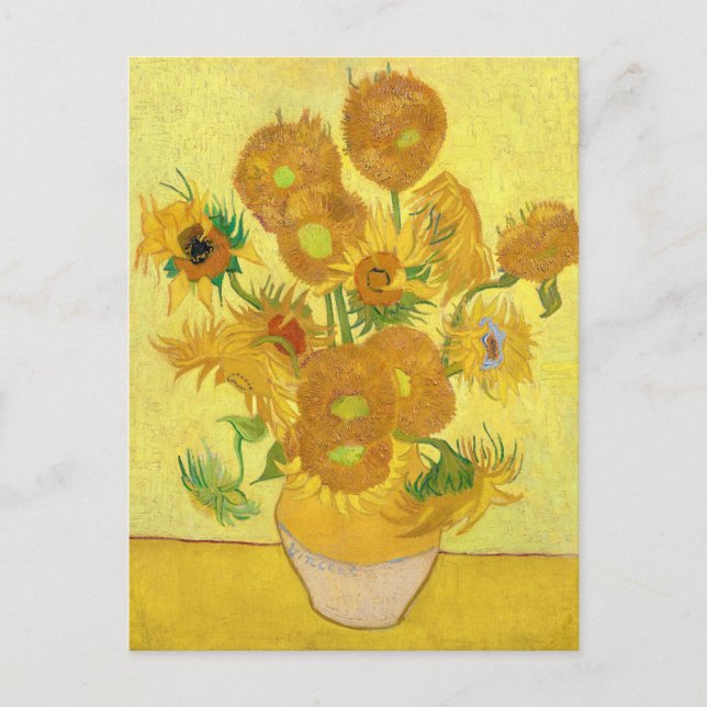 Vase with fifteen sunflowers by Vincent Van Gogh Postkarte (Vorderseite)
