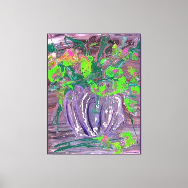 "Vase with flowers" mod. acrylic, impressionism Leinwanddruck (Vorderseite)