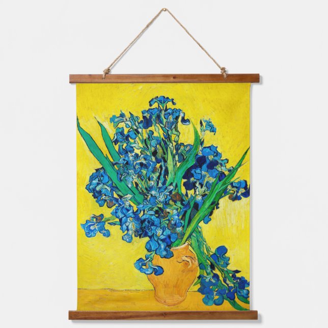 Vase with Irises, Van Gogh Wandteppich Mit Holzrahmen (Vorderseite)