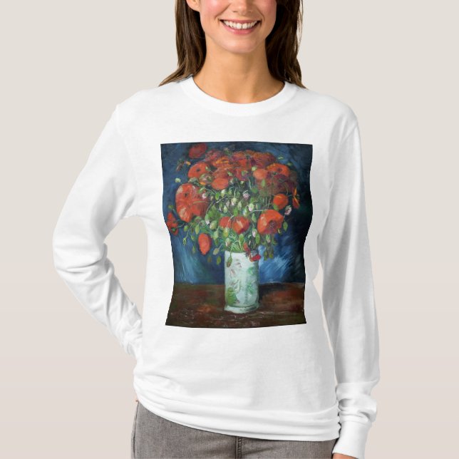 Vase with Poppies 1886 by Vincent van Gogh T-Shirt (Vorderseite)