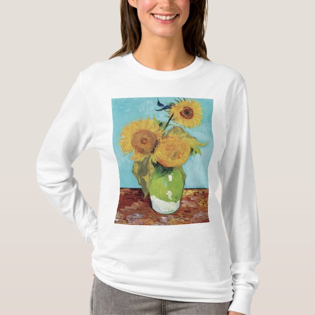 Vase with Three Sunglowers 1888 by Vincent van Gog T-Shirt (Vorderseite)
