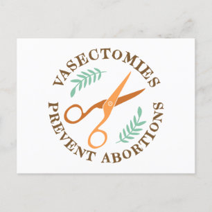Vasektomien verhindern Abortionen Aktivismus Postk Postkarte