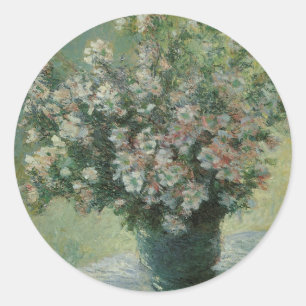 Vasenvase mit Blumen von Claude Monet Runder Aufkleber