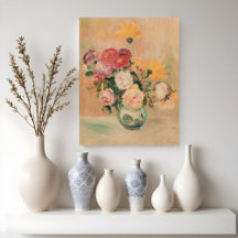 Vasenvase mit Rosen und Dahlien, Renoir