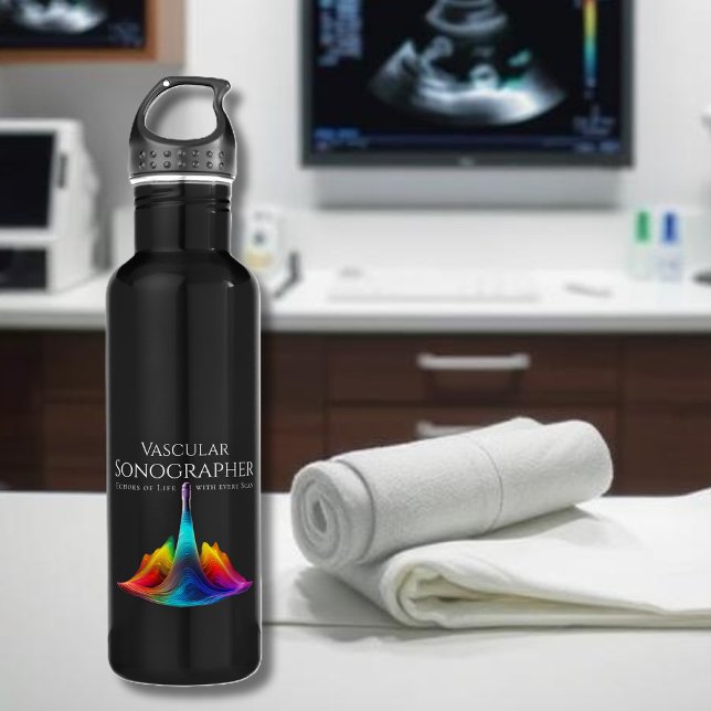 Vaskuläre Sonographen-farbige Ultraschallwellen Edelstahlflasche (Vascular Sonographer-Colorful Ultrasound Waves Stainless Steel Water Bottle)