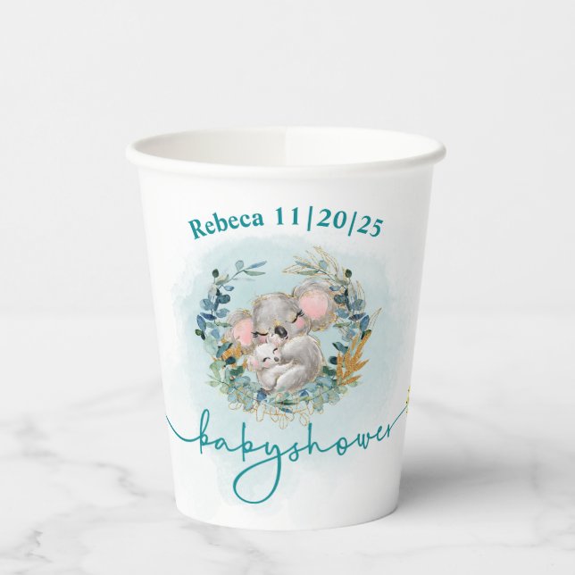 Vaso de papel baby shower colección baby Koala Pappbecher (Links)