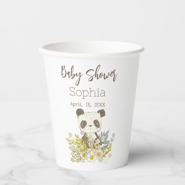 Vaso de papel Baby Shower Panda Pappbecher (Vorderseite)