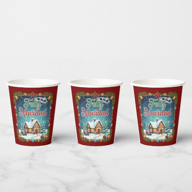 Vaso navideño con diseño colorido y festivo pappbecher (Multi)