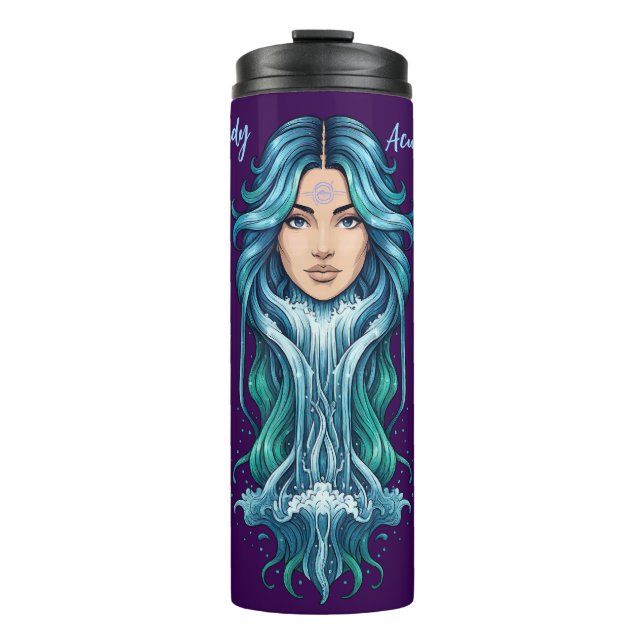 Vaso térmico Lady Acuario – Misterio zodiacal Thermosbecher (Vorderseite)