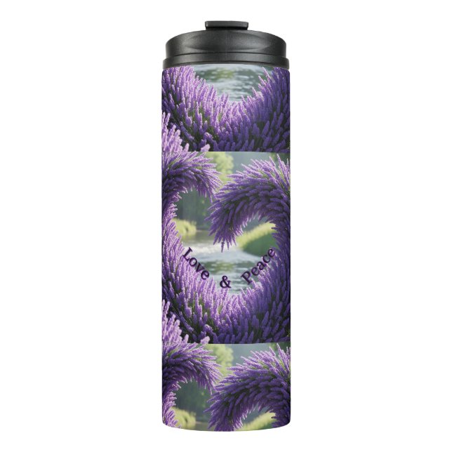 Vaso térmico Lavanda – Love and Peace Thermosbecher (Vorderseite)
