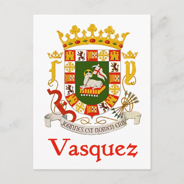 Vasquez Schild von Puerto Rico Postkarte (Vorderseite)