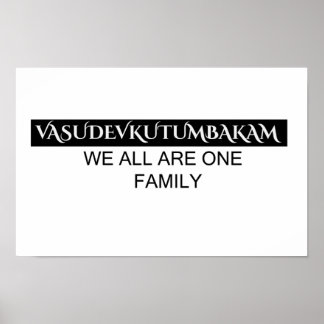 Vasudevkutumbakam-Wandkunst - Sanskrit-Zitatposter Poster