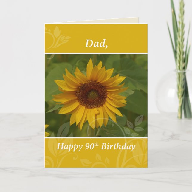 Vater 90. Geburtstag Sonnenblume Karte (Vorderseite)