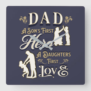 Vater A Son's erste A Daughters erste Liebe Quadratische Wanduhr