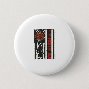 Vater als Feuerwehrmann mit Distressed-Flagge Vekt Button