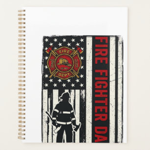 Vater als Feuerwehrmann mit distressed Flagge Vekt Planer