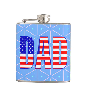 Vater Amerikanischer Flag Gemusterter Text Flachmann