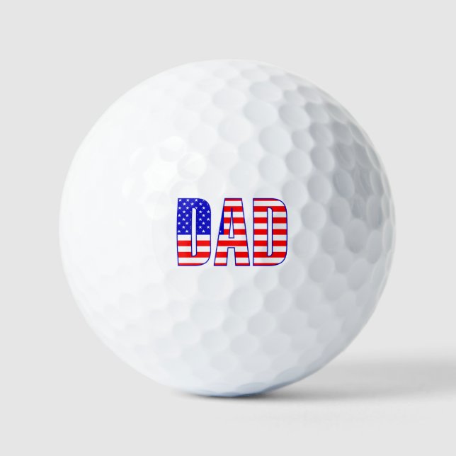Vater Amerikanischer Flag Gemusterter Text Golfball (Vorderseite)