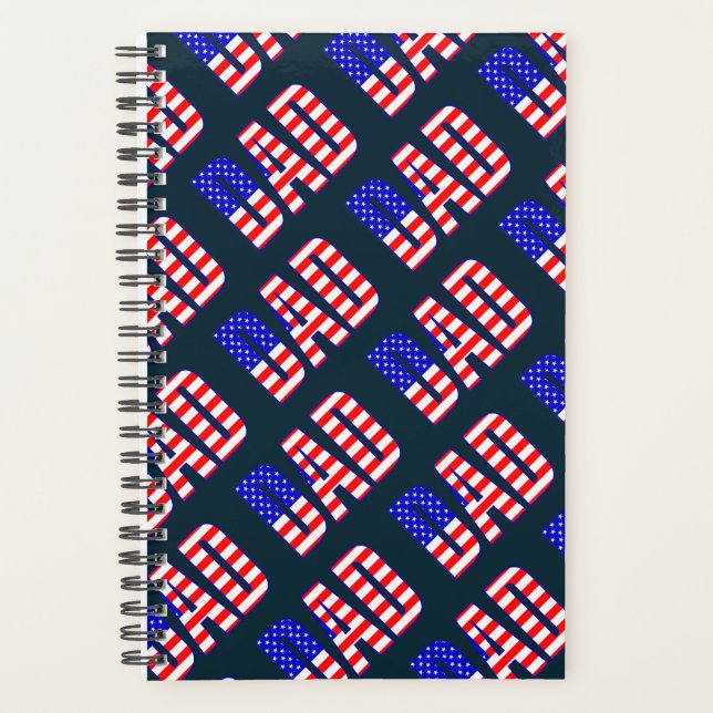 Vater Amerikanischer Flag Gemusterter Text Planer (Vorderseite)