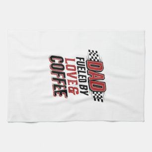 Vater angetrieben von Liebe und Kaffee Rennshirt-D Geschirrtuch