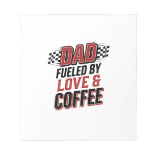 Vater, angetrieben von Liebe und Kaffee, Rennshirt Notizblock