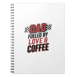 Vater, angetrieben von Liebe und Kaffee, Rennshirt Notizblock