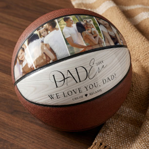 Vater-Ära-Familienfoto-Collage Vatertag Woodgrain Basketball