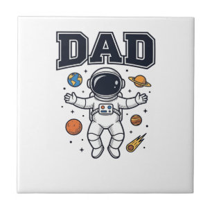 Vater Astronaut Weltraum Vektor-Shirt-Design_1 Fliese