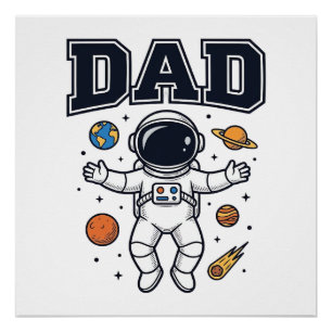 Vater Astronaut Weltraum Vektor-Shirt-Design_1 Poster