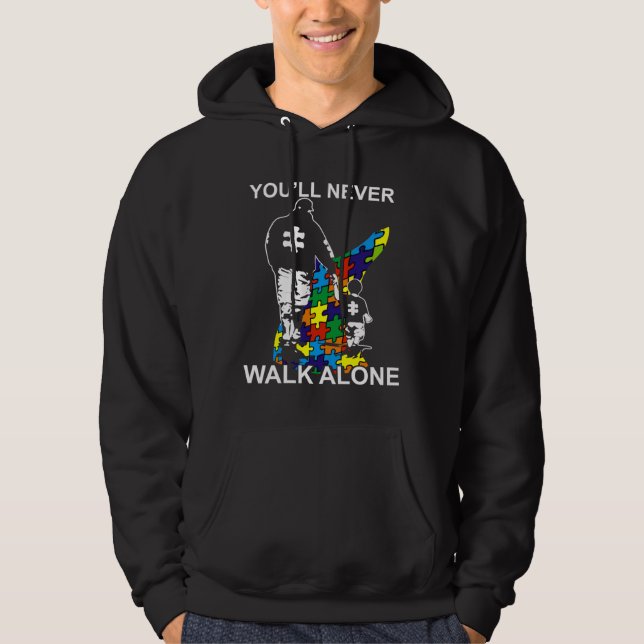 Vater Autismus Sie werden nie allein laufen Hoodie (Vorderseite)