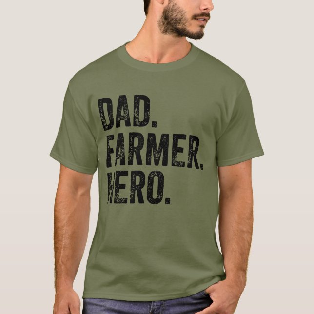 Vater Bauer Hero Vatertag Landwirtschaft T-Shirt (Vorderseite)