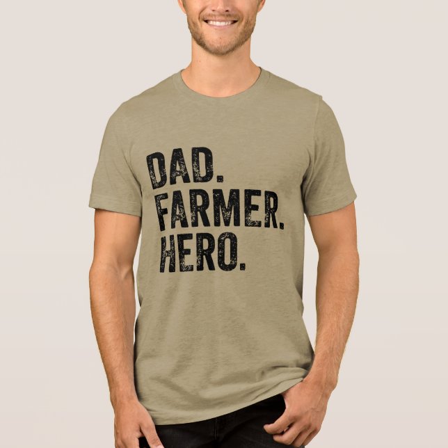 Vater Bauer Hero Vatertag Landwirtschaft Tri-Blend Shirt (Vorderseite)