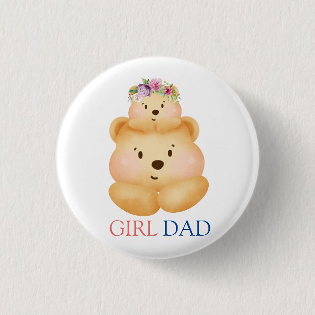 Vater Bear and Little Girl Bear's Day Button (Vorderseite)